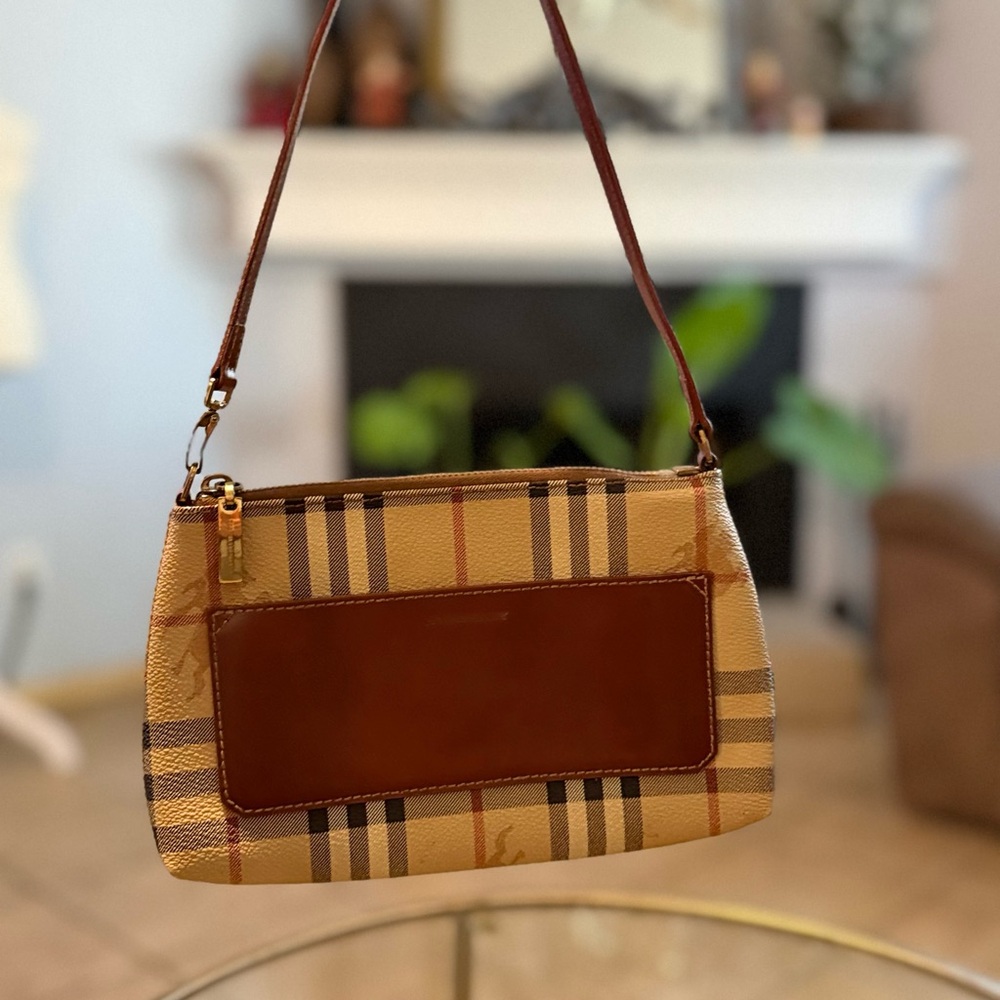 Vintage Burberry Checkered Tan and Brown Shoulder Bag
